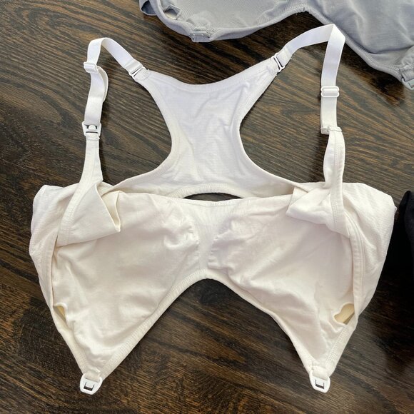 Maternity & Nursing Sports Bra Set of 3 - black, white, and gray - Picture 12 of 14